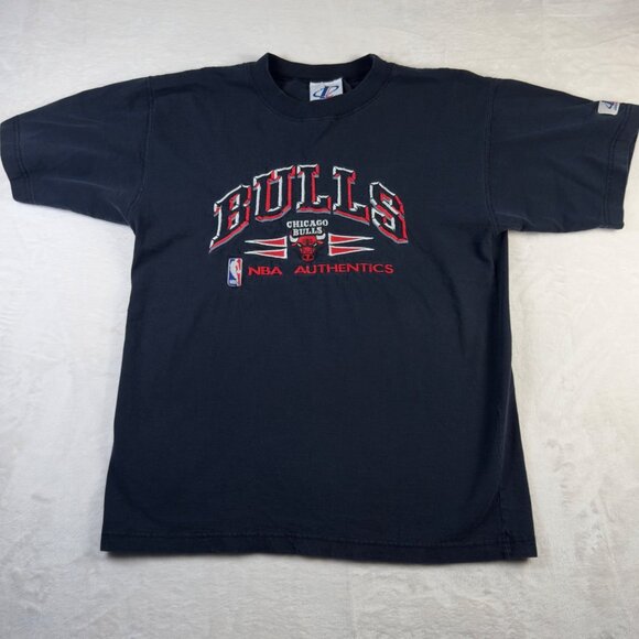 Vintage 90s Chicago Bulls‎ T-Shirt Black Unisex M Embroidered Streetwear - Picture 1 of 8